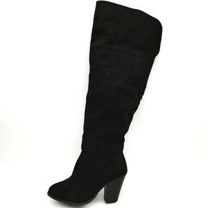 Lane Bryant Womens Over the Knee Fabric Zip Boots Stacked Wide Collar Black 8W